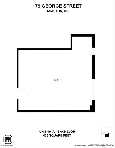 Floor plan for studio, 1 bath, 435 sqft